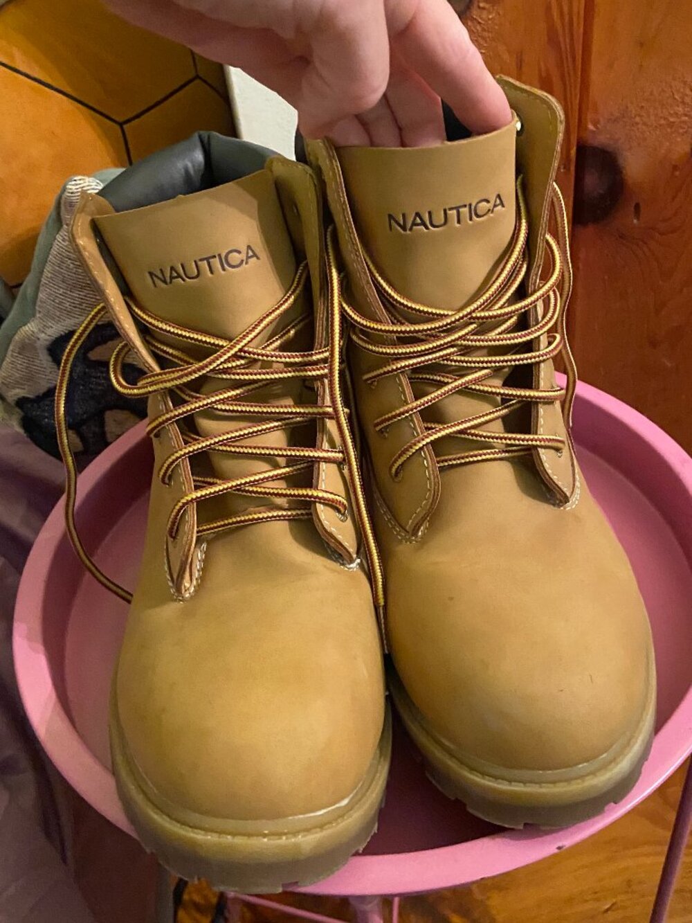 Nautica tan leather ankle work boot